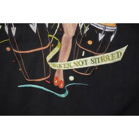 Tommy Bahama Men's M Black Shaken Not Stirred Embroidered Shirt Silk EUC - Picture 13 of 14
